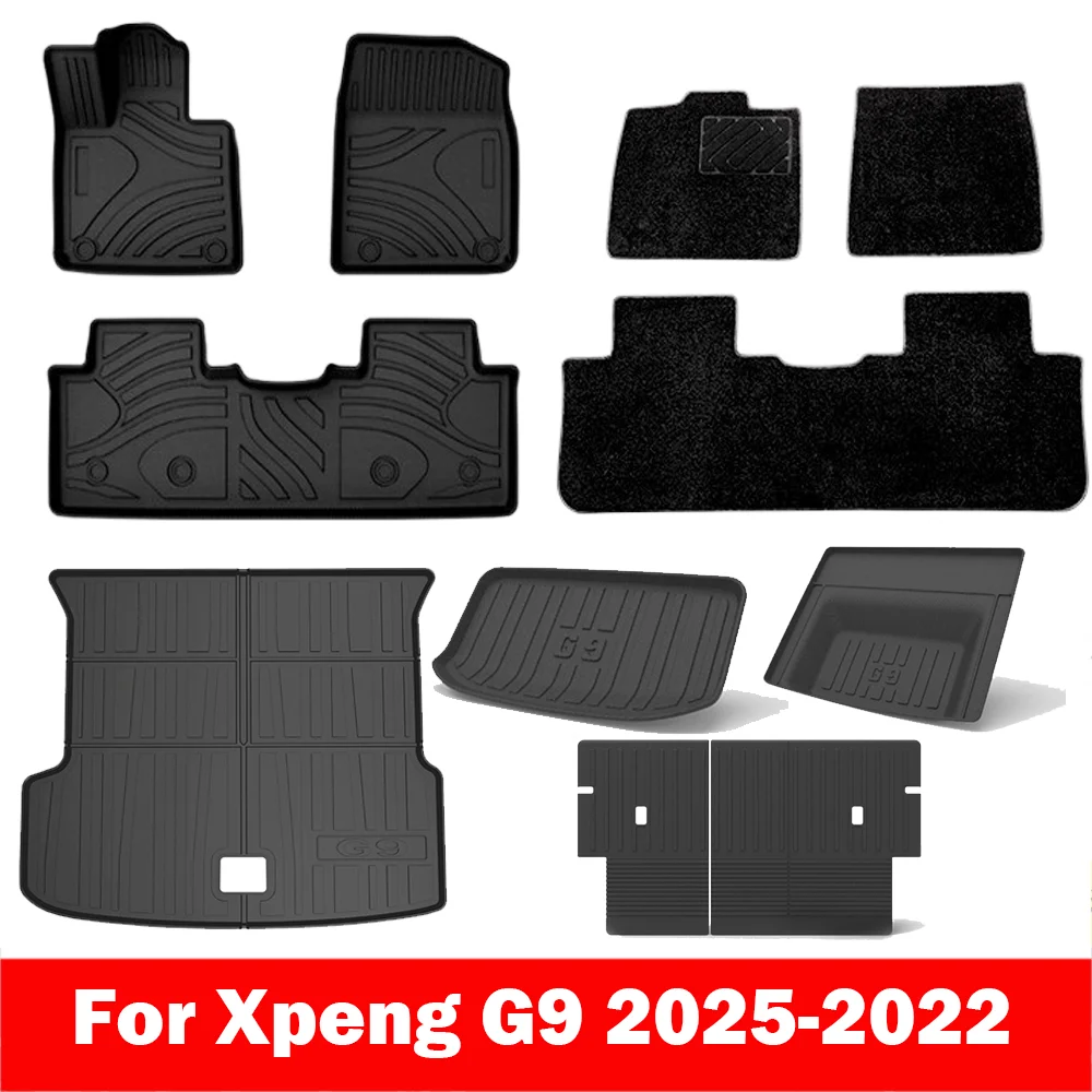

For Xpeng G9 2022-2024 TPE Floor Mats and Cargo Liner, All Weather Floor Liners Trunk Mat TPE Heavy Duty Waterproof Pad LHD