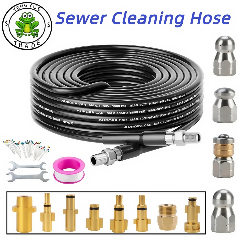 Sewer Jetter Kit 1/4 Inch NPT Drain Cleaner Hose Pressure Cleaning Machine Hose Pipeline Cleaning Nozzle For Karcher Nilfisk