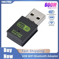 600Mbps USB WiFi Bluetooth Adapter Dual Band 2.4/5.8Ghz Wireless External Receiver RTL8821CU Mini WiFi Dongle for PC/Laptop