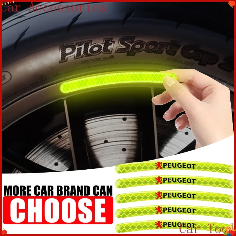 

Suitable Car Wheel Stickers Decorative Reflective Stickers Strips for Peugeot 408 4008 308 3008 Rifter RCZ 108 Wheel Center Caps