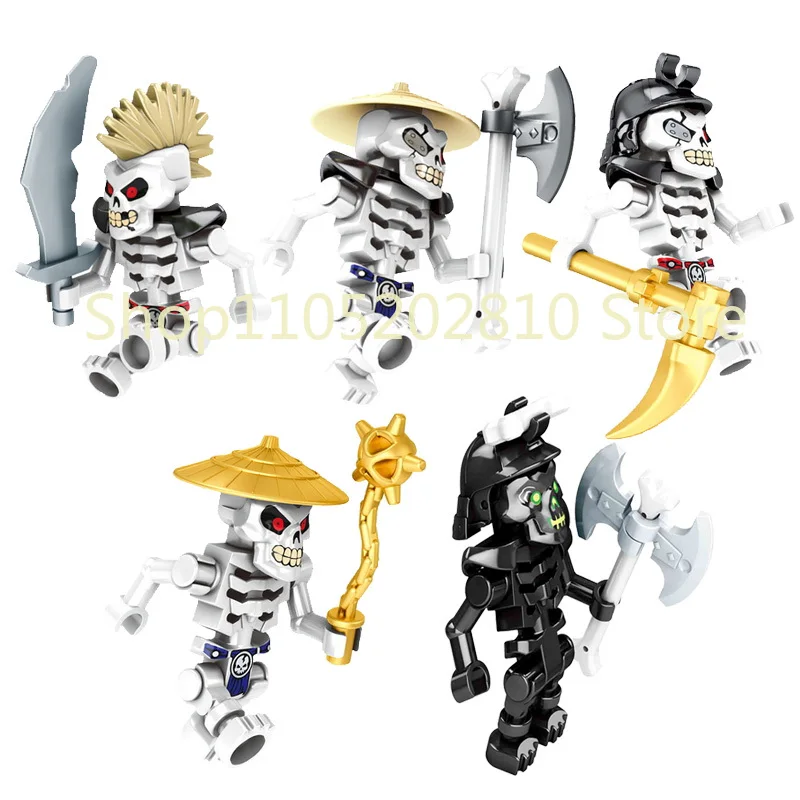 Halloween Totenkopf MOC Figuren Bausteine Mittelalterliches Skelett Ritter Armee DIY Integrierte Mini-Bausteine Buntes Dekoratives Spielzeug Geschenk