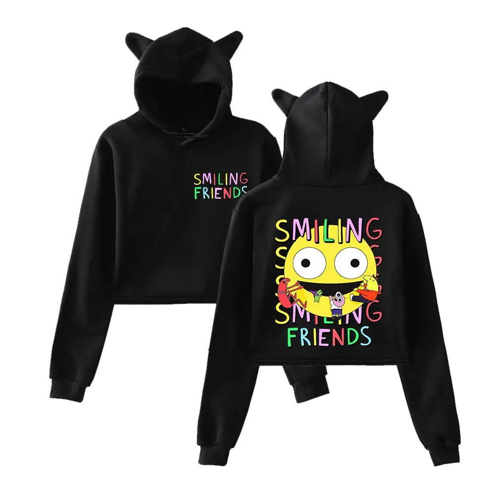 Smiling Friends Alan & Gleb Friends Hoodies retro Women Men Merch Hoodies Sports Sweatshirts for Girls Cat Ear Crop Fashion 