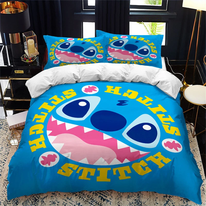 Lilo and Stitch Doona Quilt Duvet Cover Bedding Set Children Adult Single Double King Size Bed Supports Custom Size Text gifts