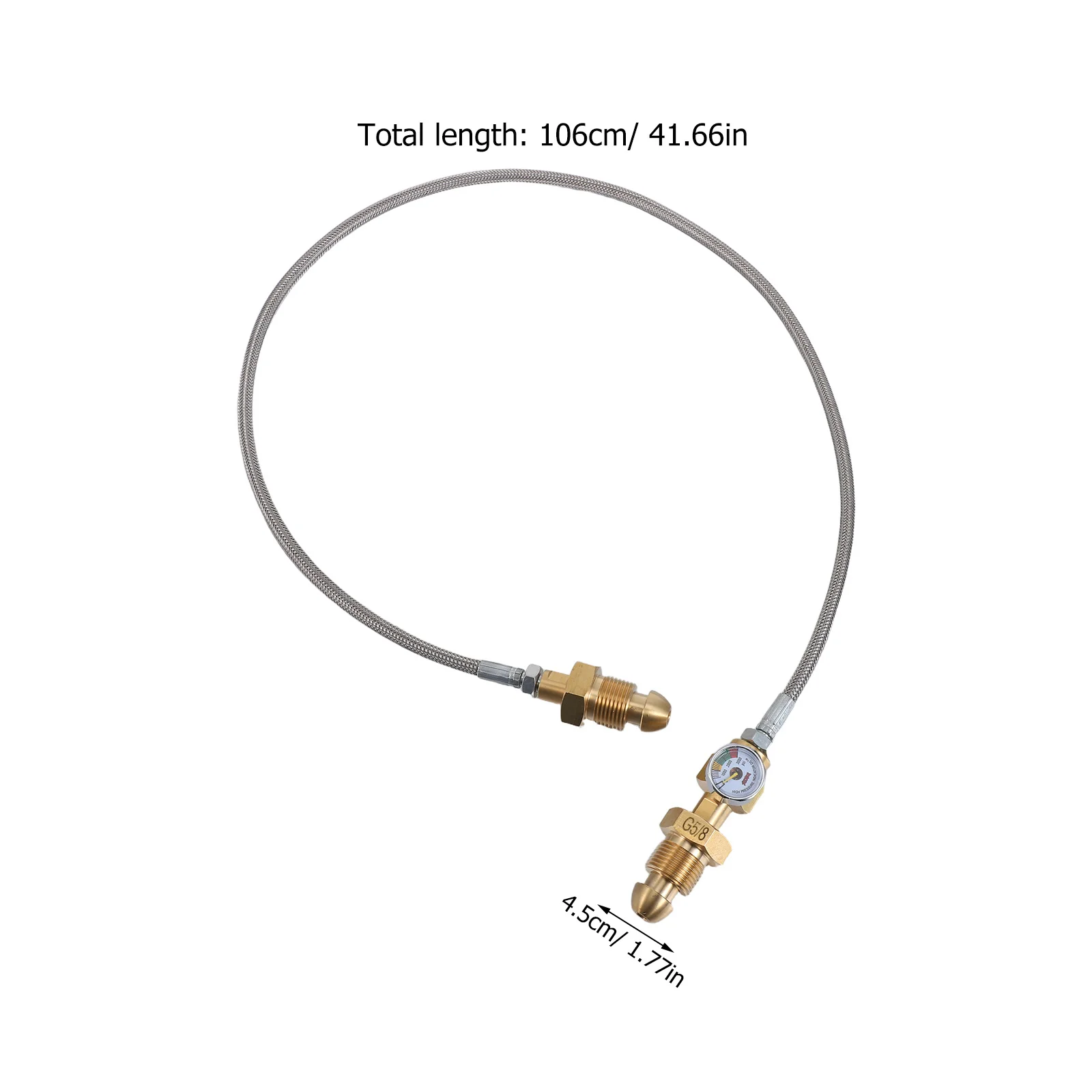 Argon Bottle Conversion Hose G 5/8 Inch Pressure Gauge Line Flexible Cylinder Adapter For Welding Equipment Gas Transfer