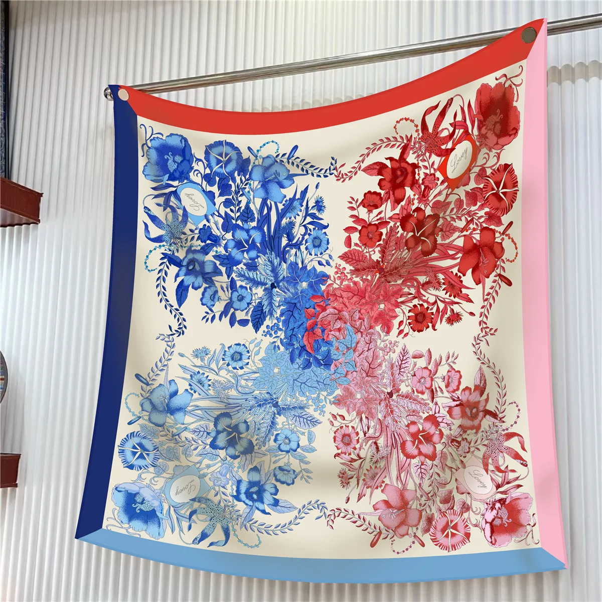 Twill Seidenschal Schal Luxus Pflanze und Blume passender Druck quadratischer Schal Frauen Hijabs Bandana Foulard Halstuch Kopfschals