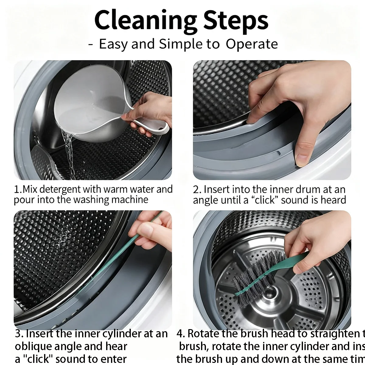Deep Cleaning Brush for Washing Machine, Extra-long Handle and Sponge Bristles, Perfect for Removing Tough Dirt and Grime image 2