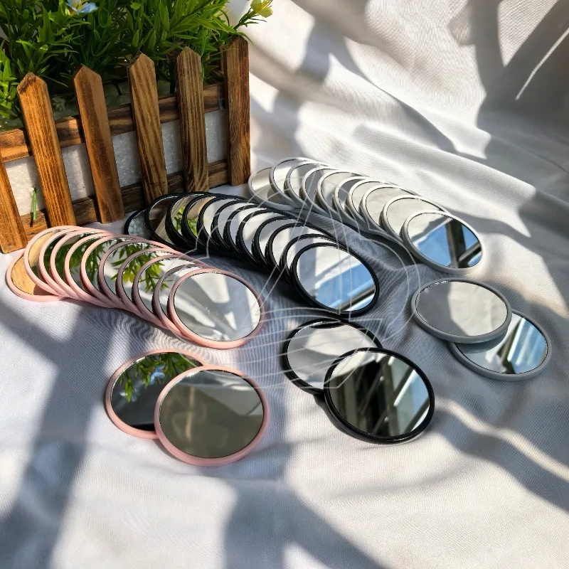 20/40Pcs Round Handheld Makeup Mirrors Portable Plastic Frame Travel Vanity Mirrors for Women Valentine's Day Gifts