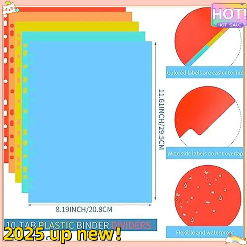 3 Ring Binder Dividers 5 Colors Plastic Dividers Binder For School Subject Files
