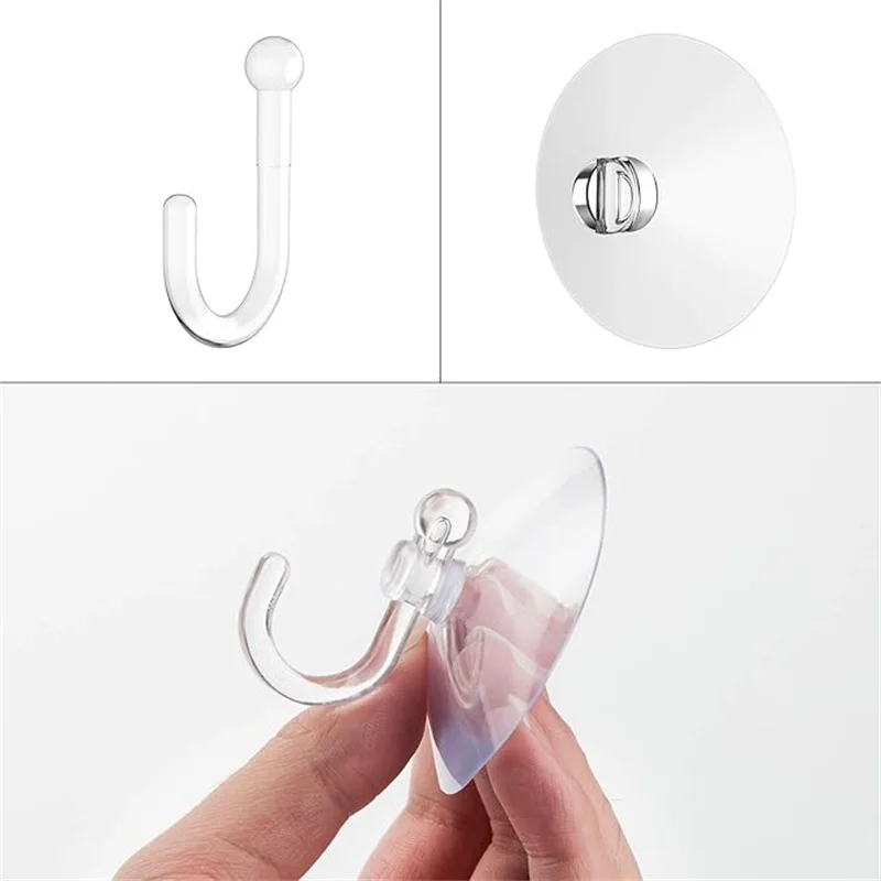 10PCS Suction Cup Hooks Strong Suction Cup Holder with Plastic Hooks For Glass Window Home Kitchen Bathroom Wall Hook Hanger