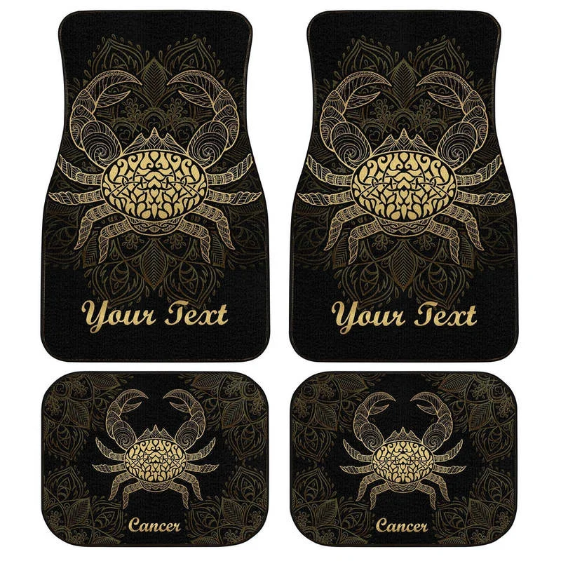 Personalized Cancer Car Floor Mats Custom Zodiac Sign Cancer Car Accessories Gifts Idea 4PCs Pack