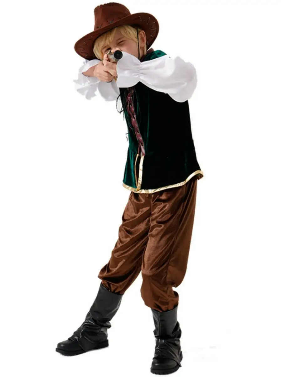 Novo traje medieval de performance de palco pirata role play roupas étnicas para crianças médias e grandes