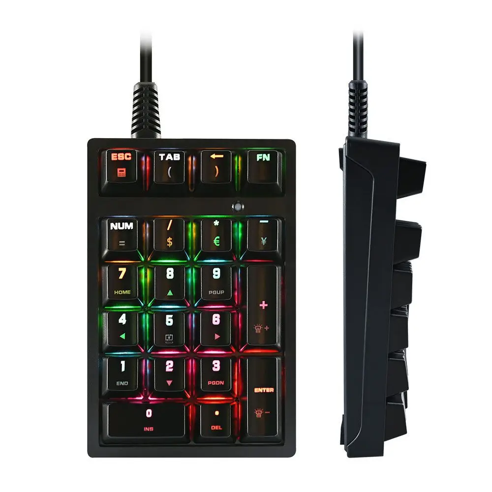 Laptop RGB Backlight 21 Keys Number Pad Numeric Keypad Accounting Keyboard Numpad