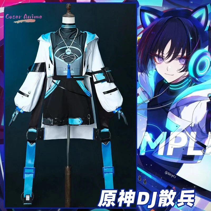 

Игра Genshin Impact Wanderer Scaramouche Косплей Костюм Fanart Cat DJ Мужской костюм на Хэллоуин