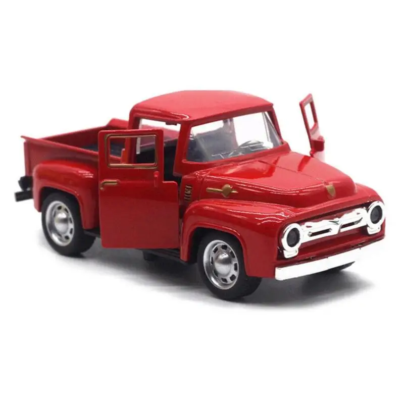 1/32 Red Metal Truck Model Vintage Alloy Mini Pull-Back Diecast Car Collection Vehicle For Boys Children Christmas Toys