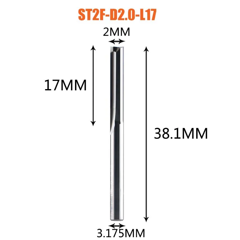 Dreanique 1 st 3.175 4 6 8mm Schacht 2 Fluit Carbide Frees Frezen Graveren Bit Rechte Slot frees
