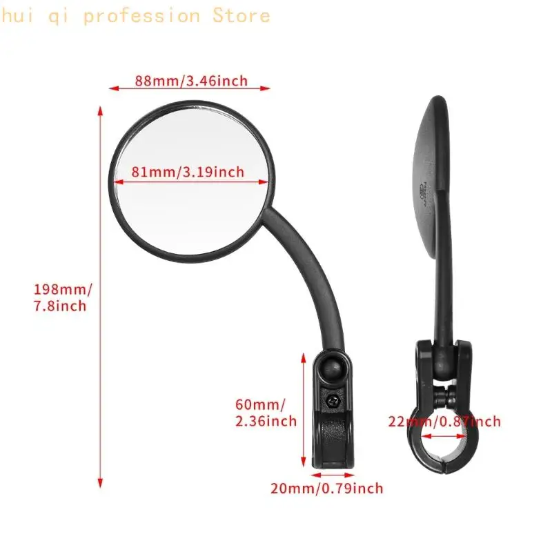 Clip-On-Spiegelpaar für Motorradlenker, 22-mm-Rundspiegel mit Metallschaft, Winkelgelenk und täglicher Straßenersatz H8WE – Detail 6