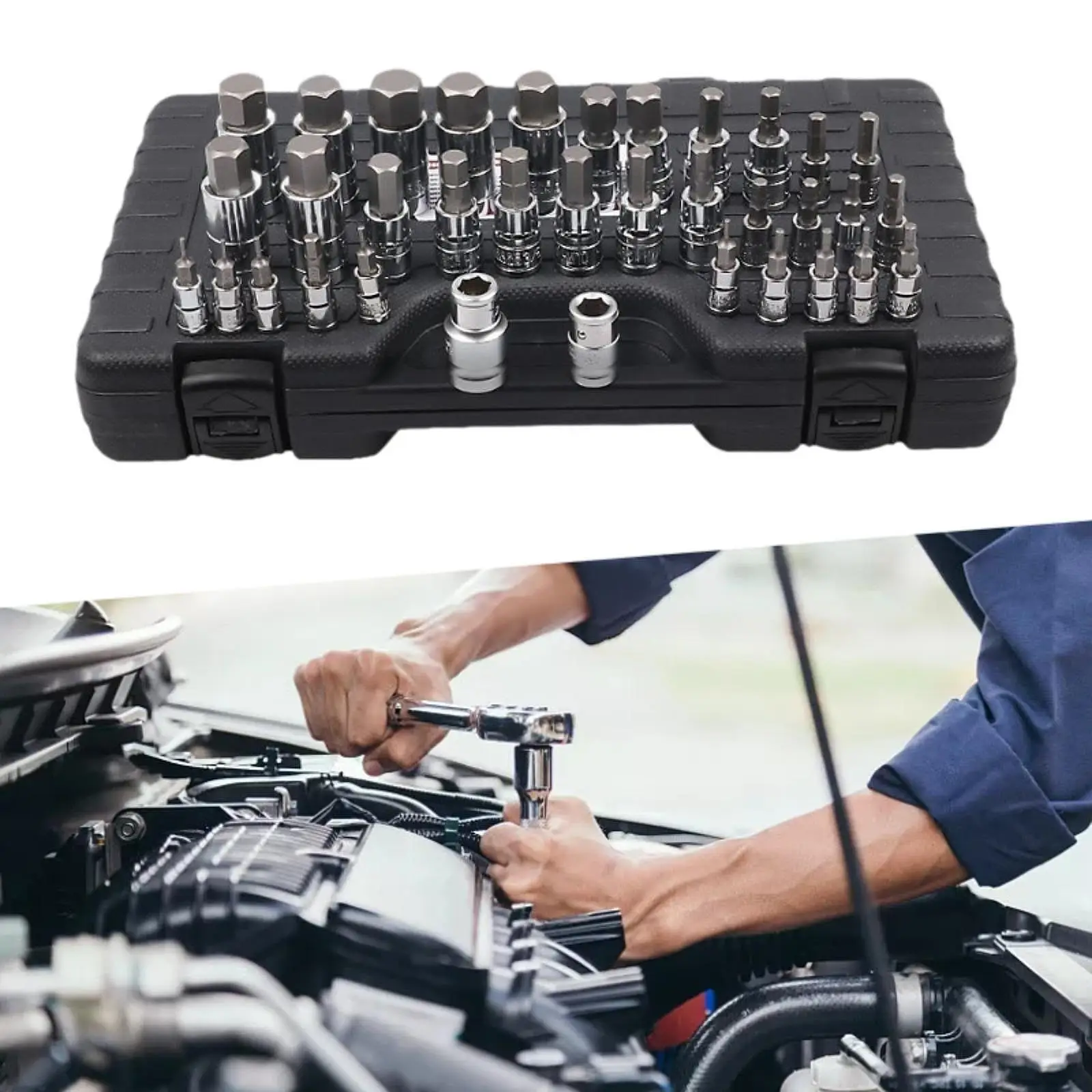 

36 Pieces Star Bits Set Torx Bit Socket Impact Box Ratchet Socket Set Combination Tool External Socket Set Socket Adapter Set