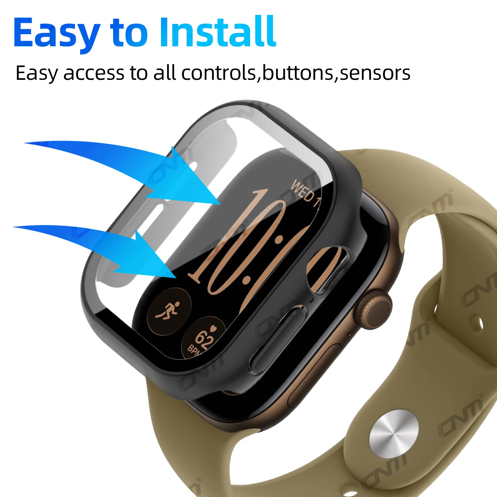 Schutzhülle für Apple Watch Series 12 42mm/46mm mit gehärtetem Glas-Displayschutz und harter PC-Schutzhülle, Zubehör – Detail 3