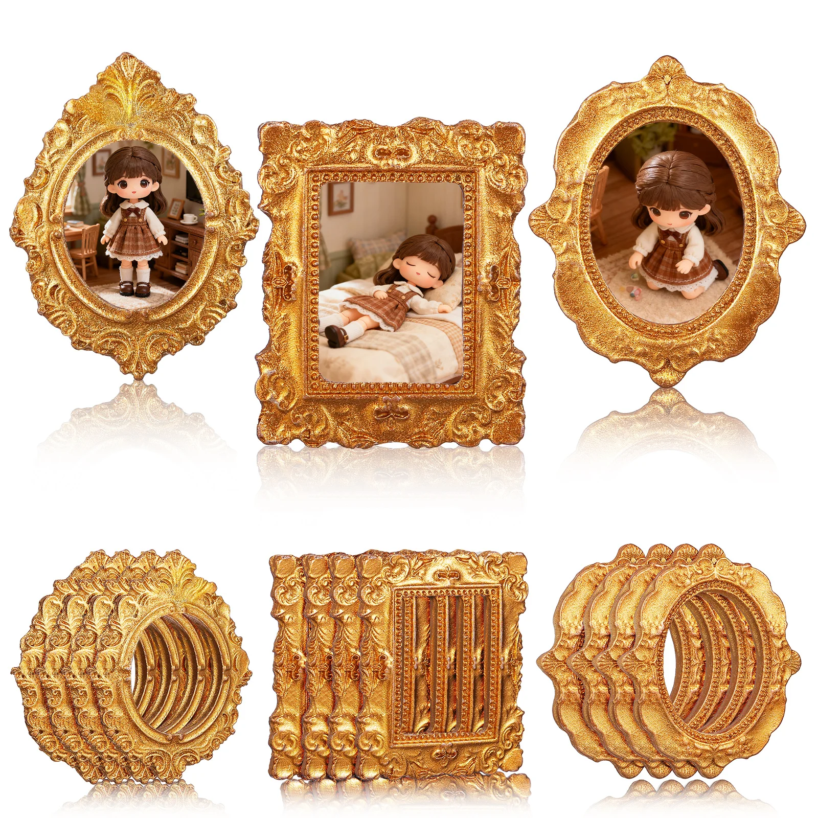 15Pcs Mini Photo Frame Crafts Simulation Picture Frame Decor Diy Craft Mini Picture Frames Decorative Photo Ornament Dollhouse