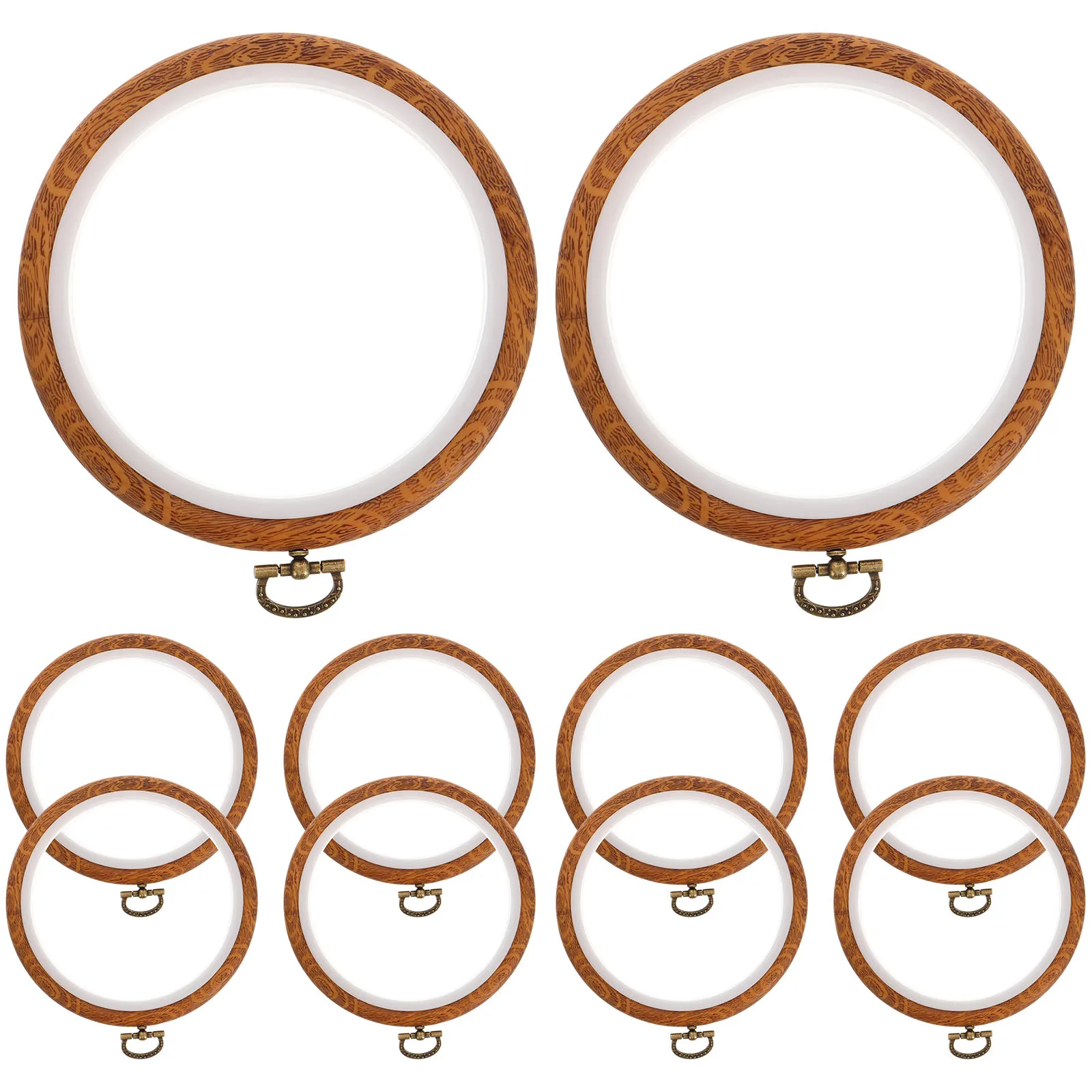 

10Pcs Embroidery Hoops Cross Stitch Frames Durable Plastic Metal Rings for DIY Handicraft Craft Display Home Decor