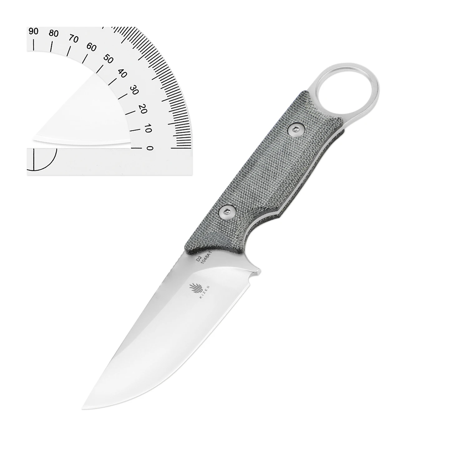 Kizer Fixed Blade Knife Cabox 1048A1 2023 New Micarta Handle with D2 steel Blade Fixed Knife with Sheath