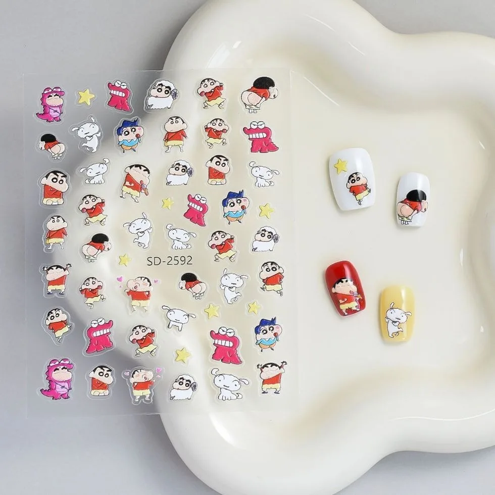 1PCS Kawaii Crayon Shin-Chan Series Nail Stickers Cute Cartoon Nail Supplies Portable Self-Adhesive Cute Stylish Girly Stickers