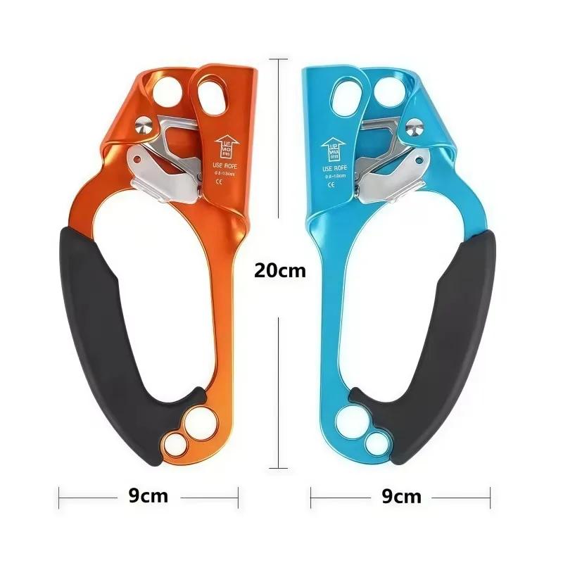 Right hand designed hand ascender, reliable rope locking mechanism, effectively prevent slipping and falling