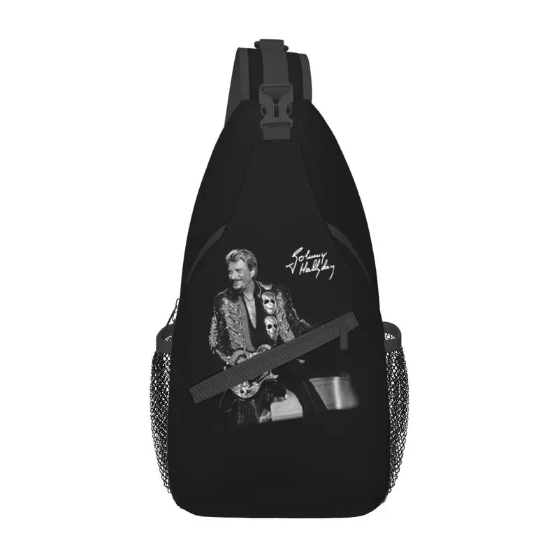 Keren Johnny Hallyday Tas Selempang untuk Bersepeda Berkemah Pria Penyanyi Perancis Musik Rock Selempang Dada Ransel Bahu Daypack