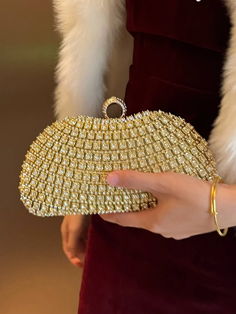 

Elegant Evening Dress Clutch Bag Diamond Embedded Handbag New Style for Women Carry Crossbody Party Bag Female