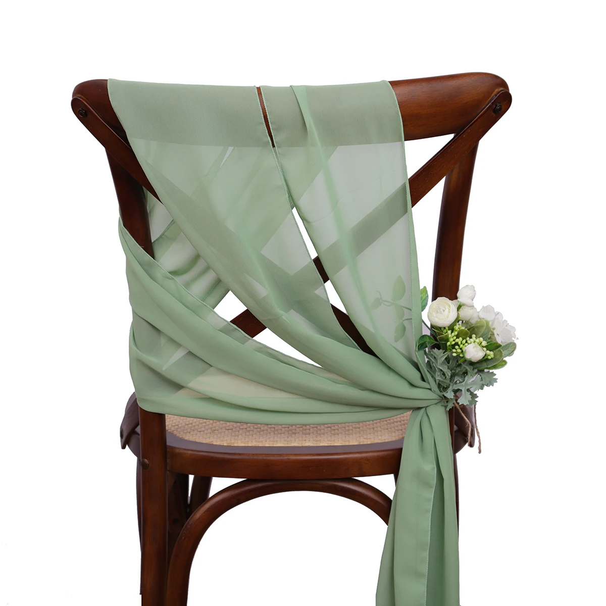 Imagem -04 - Sage Verde Chiffon Cadeira Sashes Grupo Casamento Sash Capas de Cadeira Fita Casamento Festa Corredor Decoração 24 Pcs 17x275cm