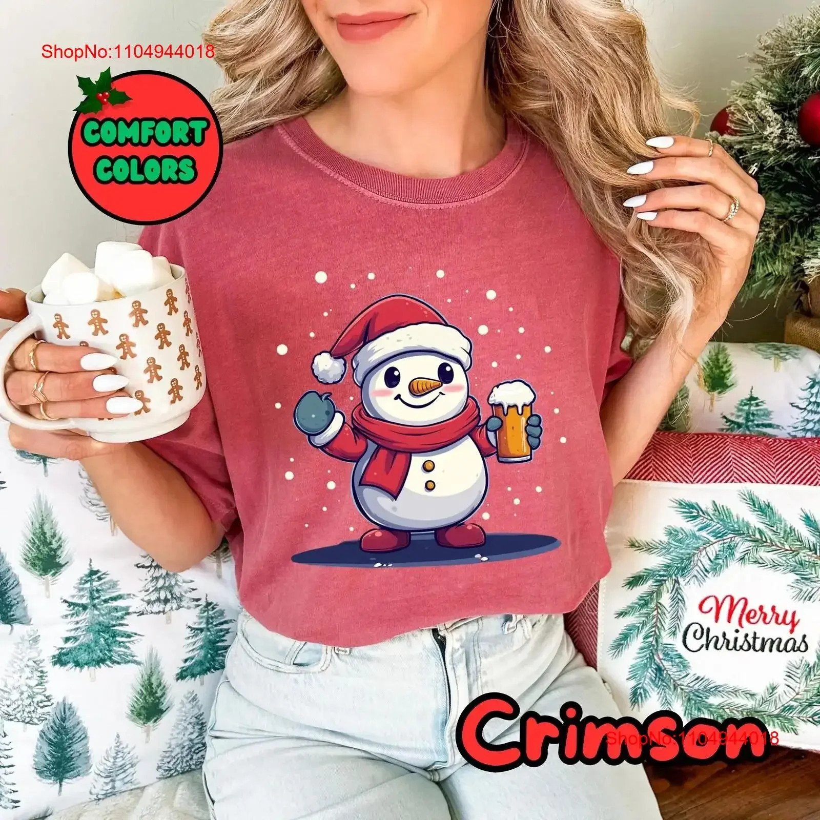 عيد الميلاد ثلج البيرة تي شيرت عطلة احتفالية الشتاء ندفة الثلج أعلى عيد الميلاد ملابس الحفلات مضحك المشروب خمر غسلها الرسم