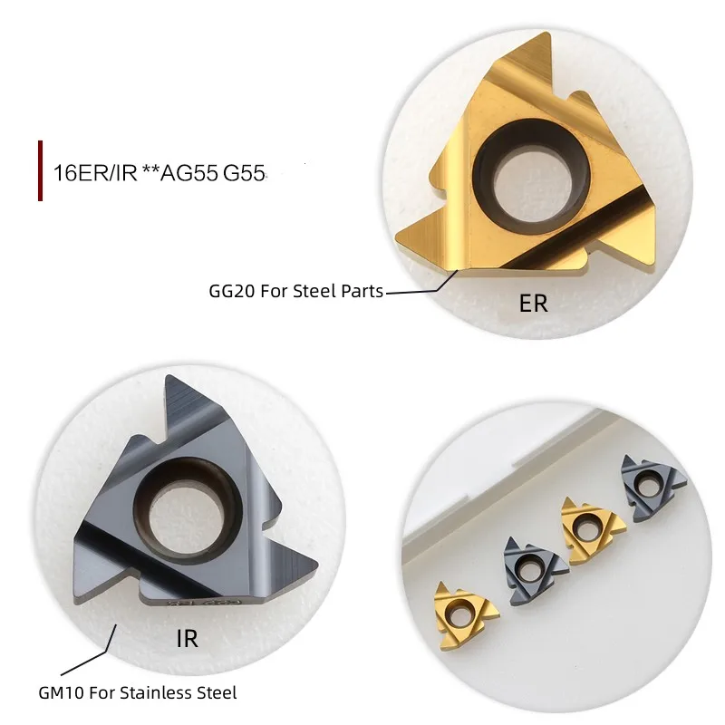10pcs 16er 16ir a55 a60 g55 g60 ag55 ag60 1,0 iso 1,5 iso 2,0 iso acme bspt tr w cnc drehmaschine gewinde dreh werkzeugs ch neider