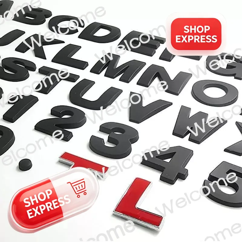 1pc 3D Metal DIY Letters Logo Alphabet Emblem Numbers Chrome Labeling Car Trunk Sticker Digital Badge Motorcycle Accessories