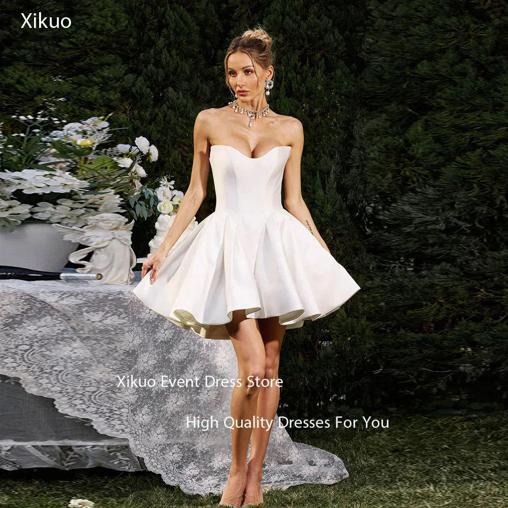 Xikuo Schatz rückenfreies Hochzeitskleid Plissee ärmellos Vestidos De Novia Chic A-Linie Vestido De Novia Para Boda Maßgeschneidert