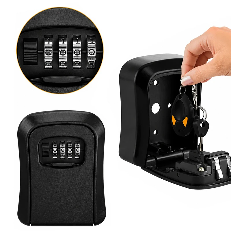 1Set Key Keeper Black Wall-Mounted Safe Box with Combination Lock Suitable for Home Hotel Travel Large Capacity Keeping Prop ZYF