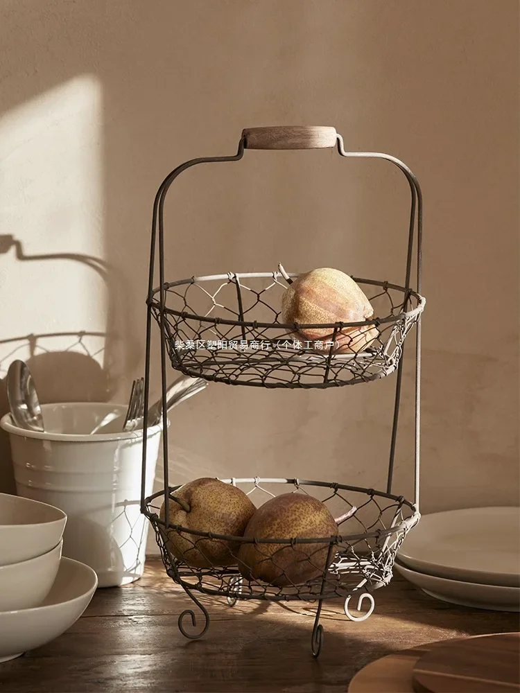yesMulti-layer Iron Storage Rack Japanese Fruit Baskets Hollow Out Drain Organizer Shelf Multi-scenes Applicable for Kitchen Ite