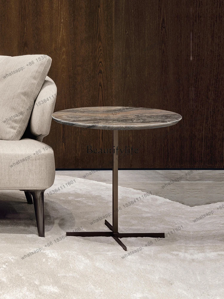 

CJLight Luxury Marble Living Room, Sofa Side, Balcony, Small Round Table, Modern Simple Luxury Stone Corner