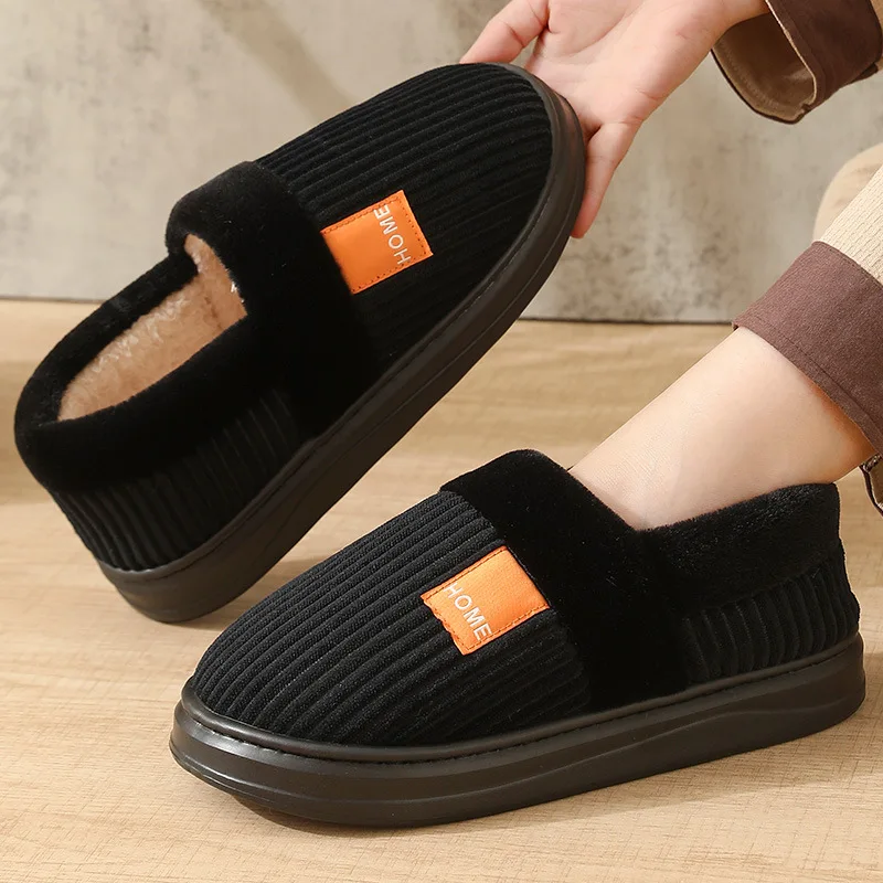 Herren-Winterhausschuhe in Übergröße, Warme Baumwoll-Pantoffeln mit Plüschfleece-Futter, Dicke Sohle, Rutschfeste Indoor-Schuhe – Detail 20