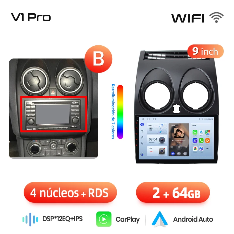 Junsun Radio Voz AI voor Nissan Qashqai J10 2006-2013 draadloze CarPlay Android Auto autoradio 2DIN met Bluetooth DAB+ GPS RDS