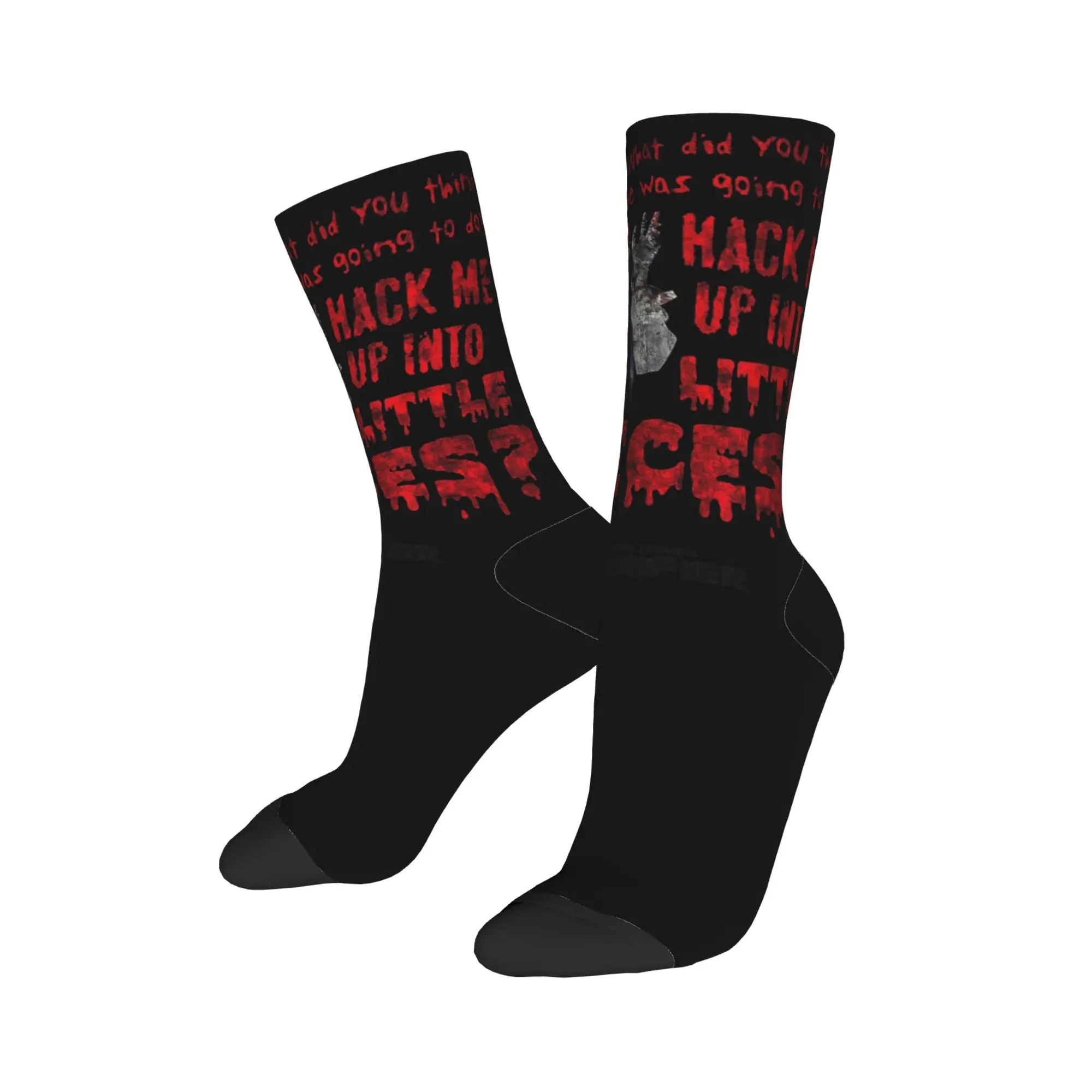 Autumn Winter Hip-hop Unisex Spooky Slasher Hack Me Into Little Pieces Terrifier Socks  Sweat Absorbing Skateboard Socks