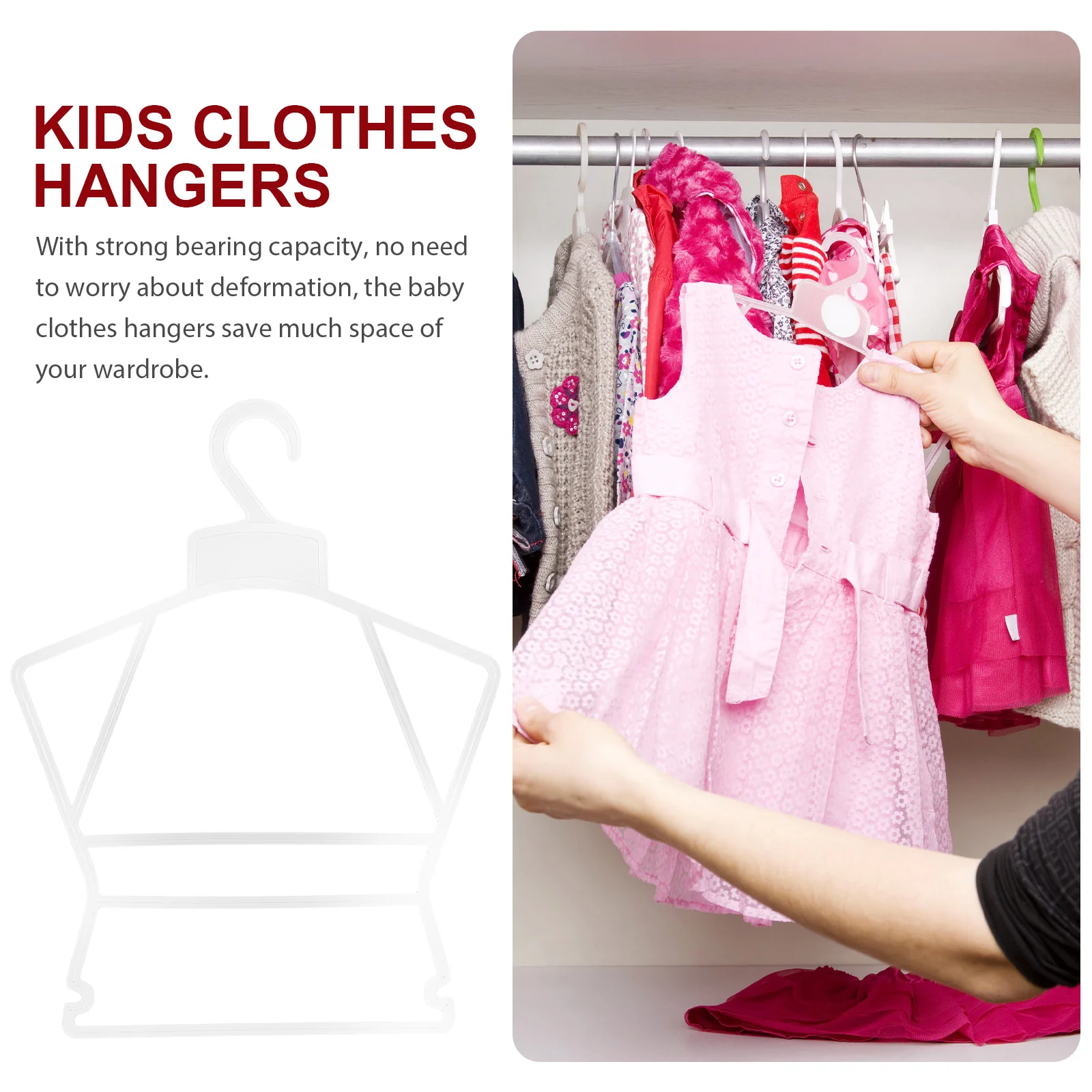

10pcs Plastic Baby Clothes Hangers for Kids Jumpsuits Swimsuits Clips Smooth Wardrobe Organization White