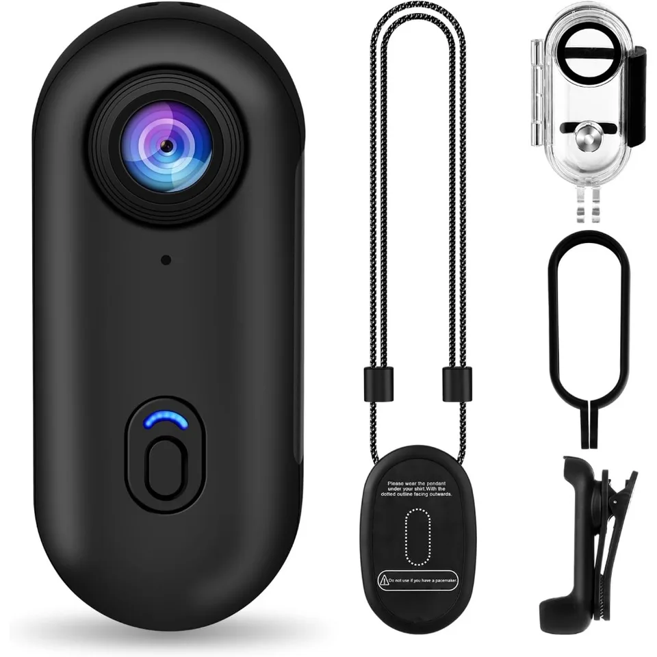 Compact 4K Action Camera with Spring Clip Mount