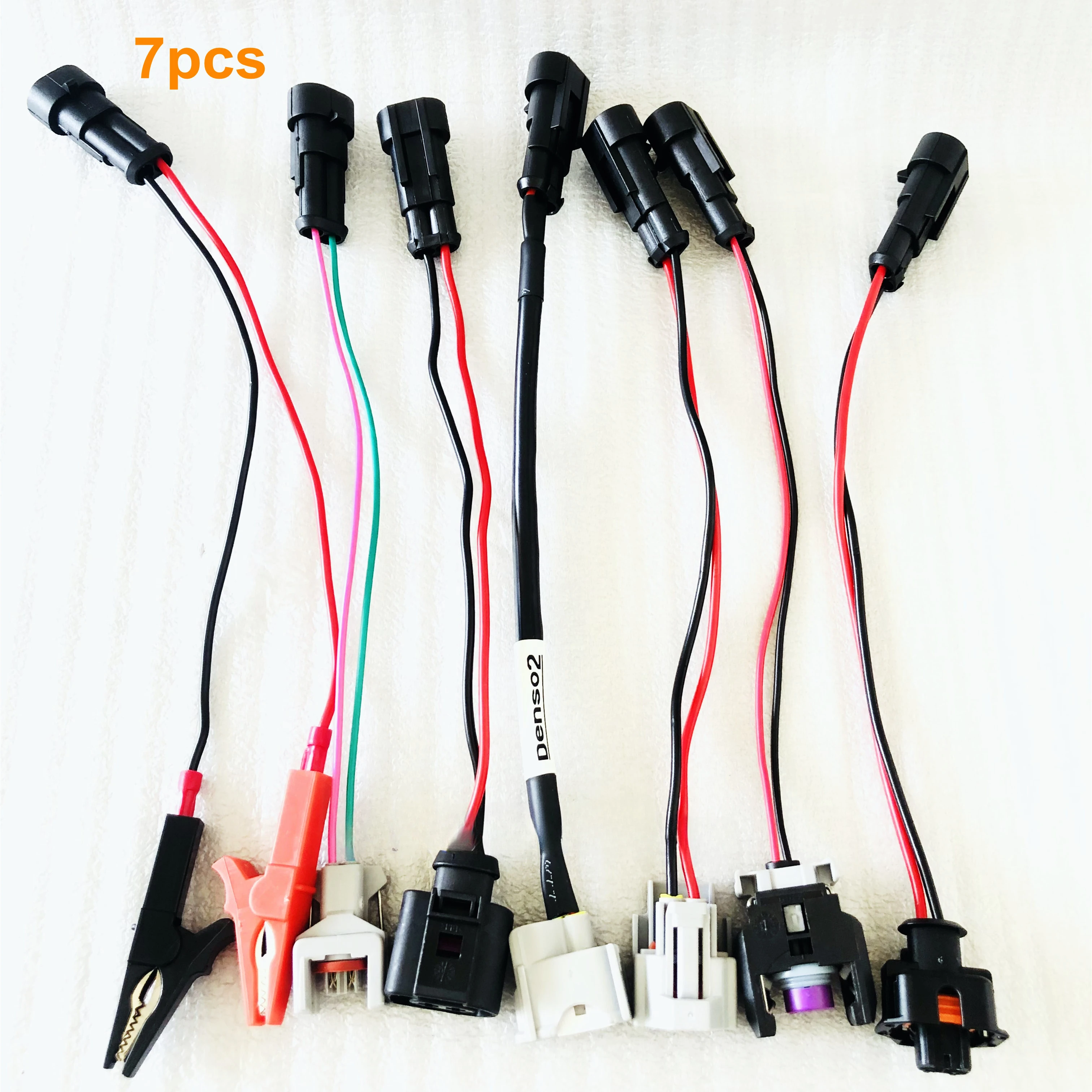 7pcs Common Rail Injector Tester Cables for Bosch Denso Delphi Siemens Diesel Nozzle Adapter Wire Plug