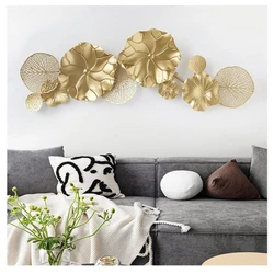 Large Golden Leaves Wall Ornament, Nordic Creative Metal Wall Decor, Iron Art Decoration for living Room, Luxury Hanging Pendant