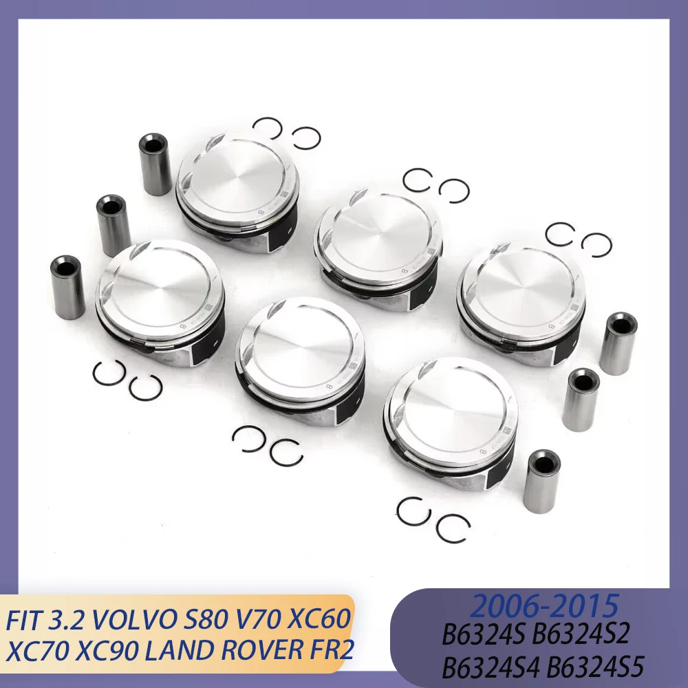 

6pcs 84mm STD Engine Parts Piston & Rings Set Kit Fit 3.2 L L6 06-15 B6324S 2 4 5 For LAND ROVER Volvo S80 V70 XC60 XC70 XC90