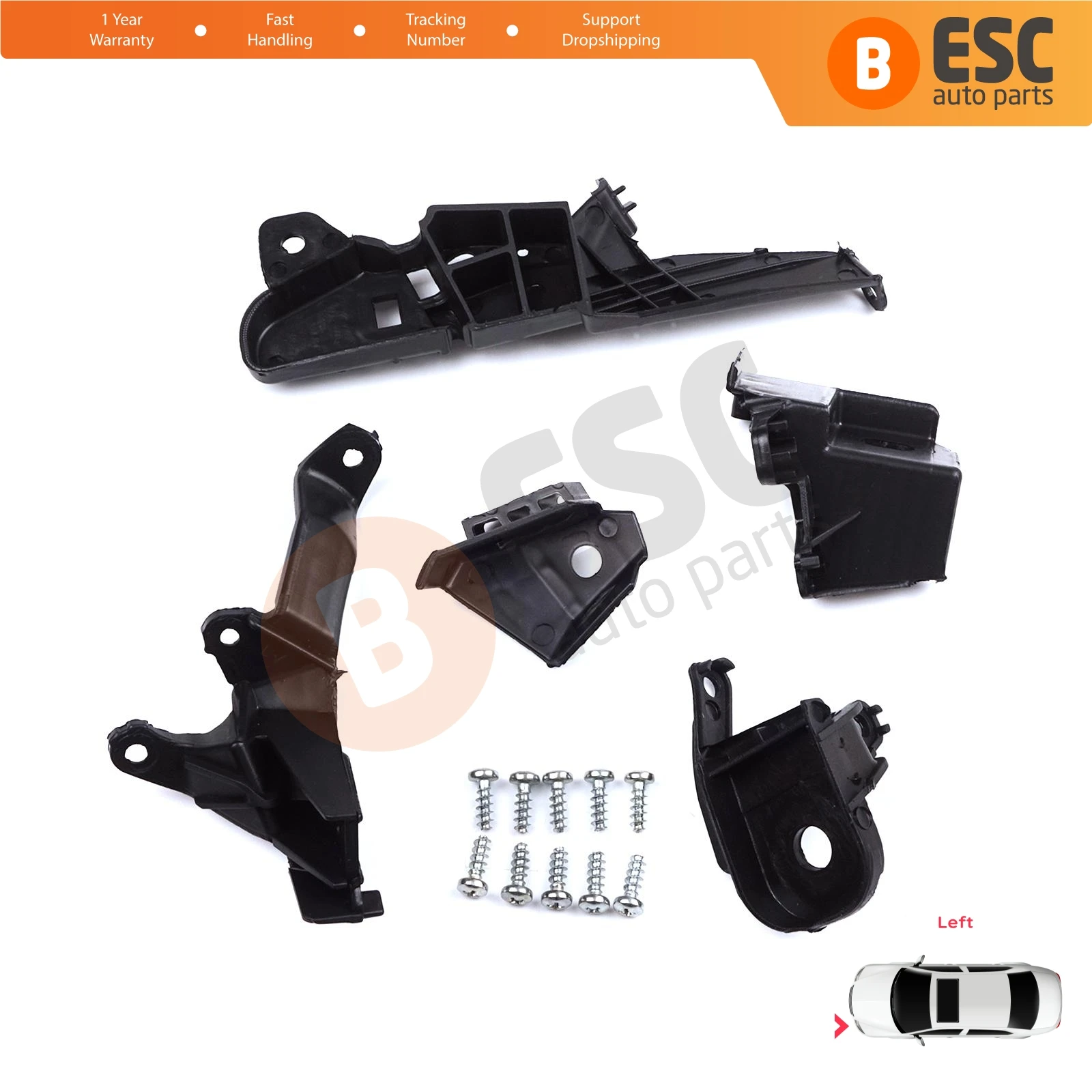 

EHL569-1 Headlight Holder Mount Repair Bracket Tab Set Left Side for Renault Clio MK5 B7 BF 2019-On 260E70544R