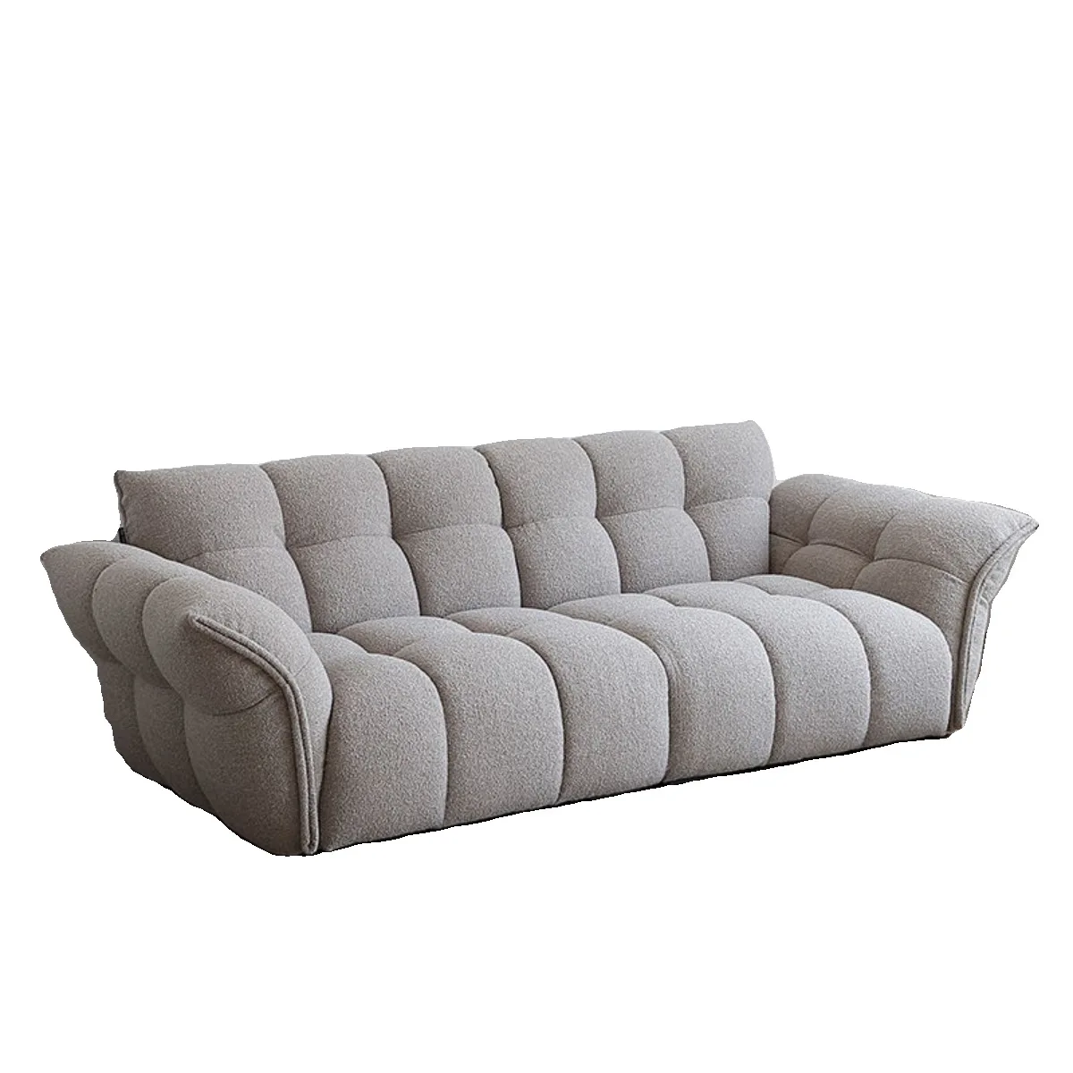 

French cream style, lily petal fabric sofa, living room, large and small apartment three person special shaped sofa
