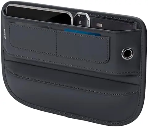 

Premium Leather Car Seat Gap Filler – Universal Fit Organizer with Card Slots – Black