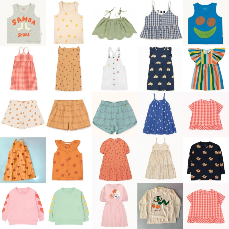 In Stock  Summer Children's Boys and Girls Sportswear Solid Color Tops, Dresses, Leggings