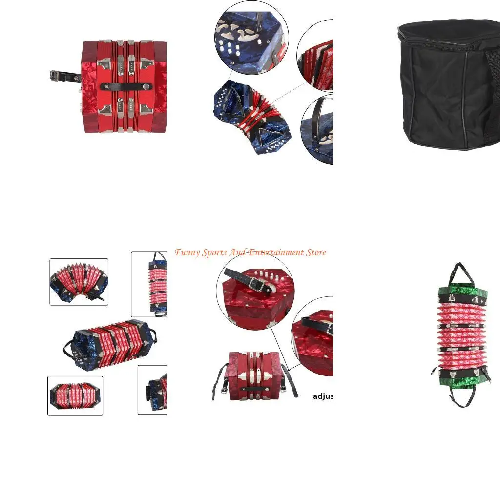 

C4DE 20 Button Concertina with Carrying Bag Professional Playing Hexagon Accordion